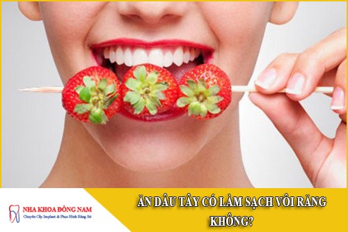 ăn dâu tây có làm sạch vôi răng được không