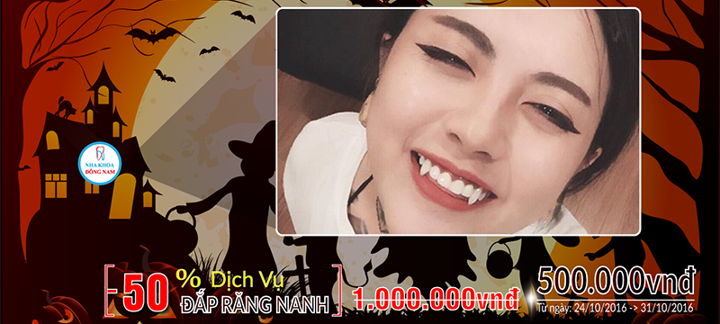 giảm giá 50% đắp răng nanh ma cà rồng nhân dịp halloween