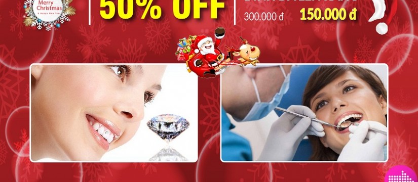 nha khoa Đông Nam khuyến mãi chương trình noel và tết tây 2017 đính đá lên răng
