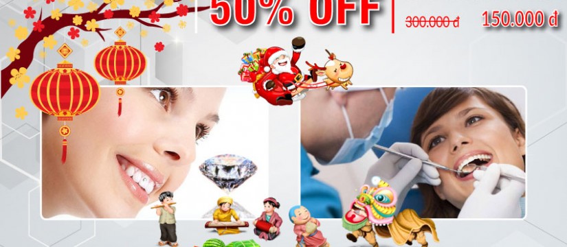 Nha khoa Đông Nam Khuyến mãi 50% đính đá lên răng