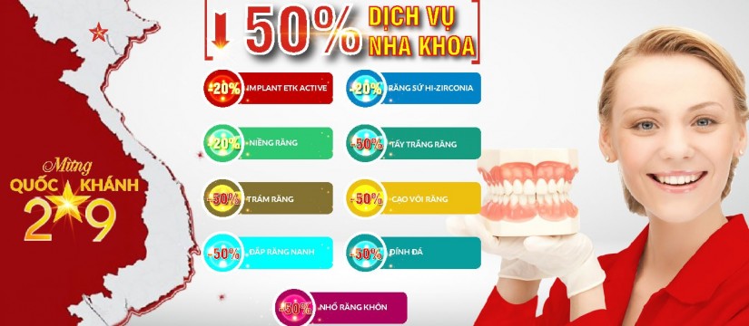 Nha khoa đông nam khuyến mãi mừng quốc khánh 2-9