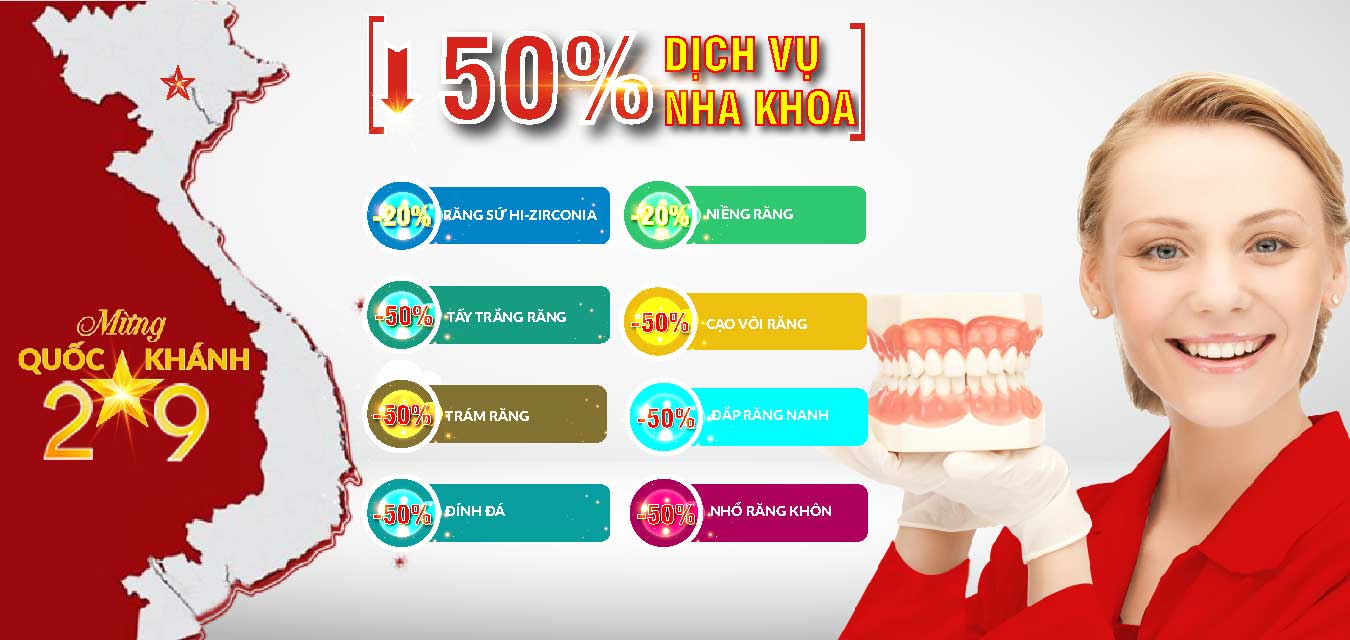 Nha khoa đông nam khuyến mãi mừng quốc khánh 2-9
