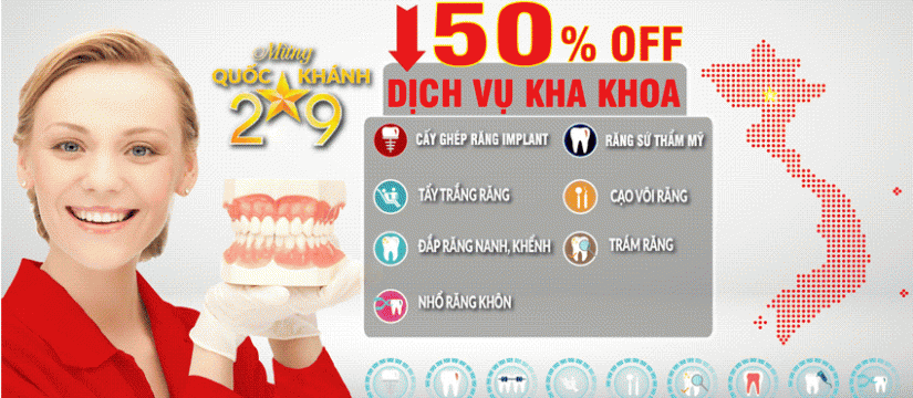 nha khoa đông nam khuyến mãi nhân dịp quốc khánh 2/9/2018