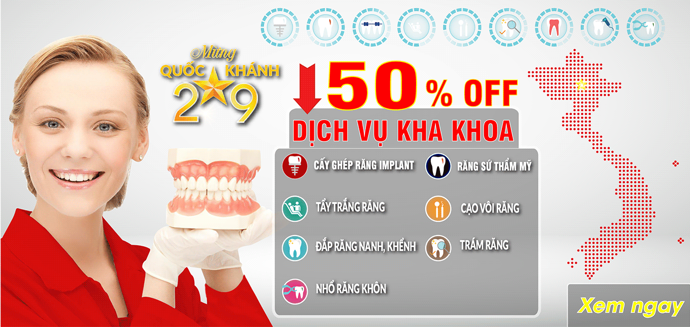 nha khoa đông nam khuyến mãi nhân dịp quốc khánh 2/9/2018