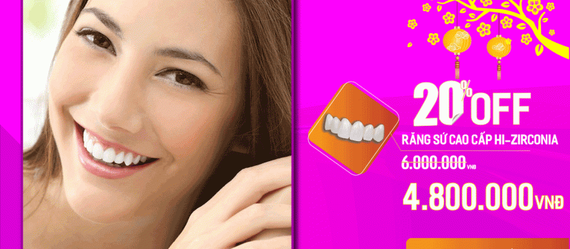 Nha khoa khuyến mãi bọc răng sứ cao cấp hi-zirconia nhân dịp khai xuân 2019