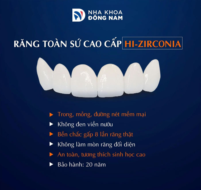 Răng sứ HI-Zirconia có độ trong mỏng tự nhiên như răng thật