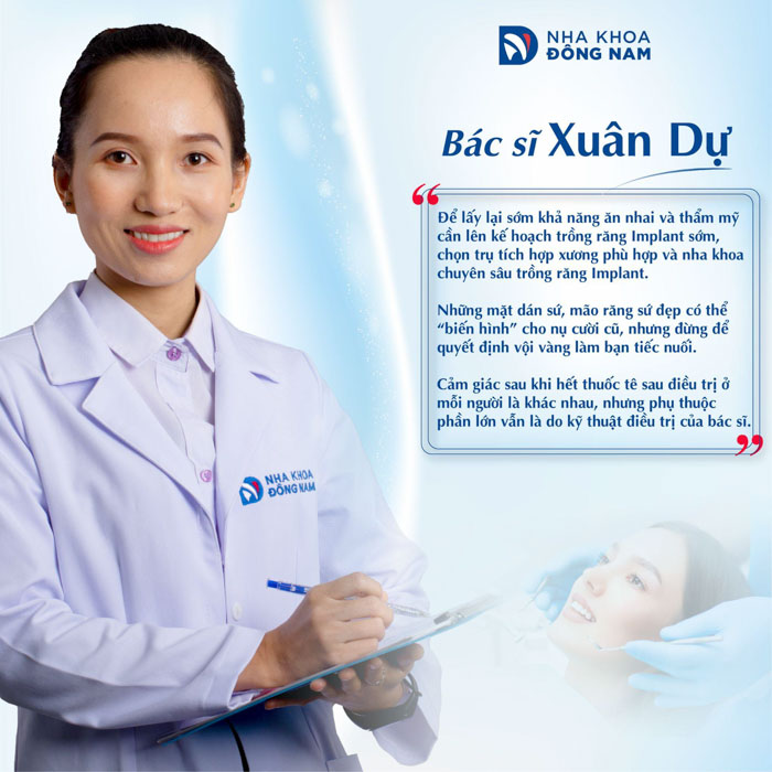 Chân dung bác sĩ Trần Thị Xuân Dự, chuyên khoa Răng Hàm Mặt, với chứng chỉ hành nghề số 008256/ĐL-CCHN. Bác sĩ có chuyên môn cao trong lĩnh vực cấy ghép Implant, phục hình sứ thẩm mỹ, Veneer và tiểu phẫu nha khoa, đồng thời sở hữu các chứng chỉ từ Đại học Y Dược Thành phố Hồ Chí Minh và Đại học Y Dược Cần Thơ về kỹ thuật Implant và chỉnh nha.