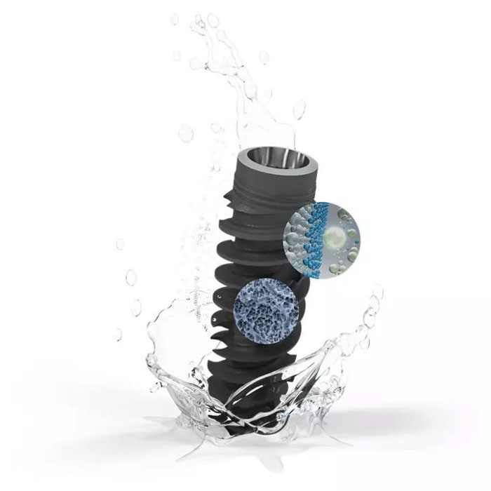 Bề mặt Implant xử lý bằng công nghệ SLActive mang lại khả năng tích hợp xương nhanh