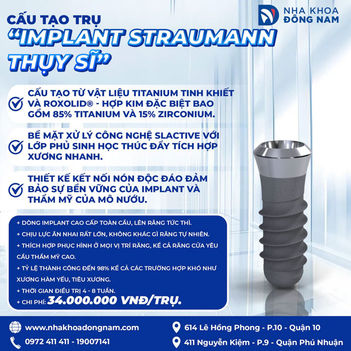 Trụ Implant Straumann giúp tăng tỷ lệ thành công cho ca cấy ghép