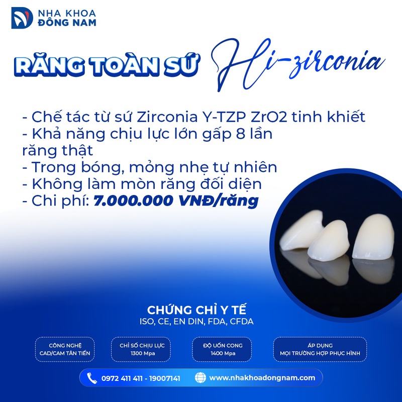 Răng sứ HI-Zirconia phát triển từ dòng răng sứ Zircoinia truyền thống mang lại nhiều ưu điểm vượt trội hơn