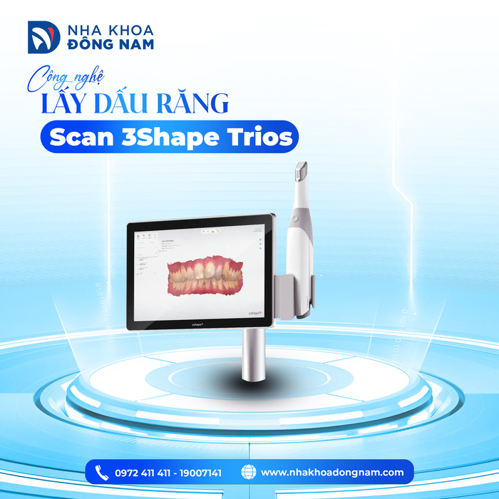 Công nghệ Scan 3Shape Trios lấy dấu răng chính xác đến từng milimet, hỗ trợ đắc lực trong việc lập kế hoạch và mô phỏng kết quả sau điều trị.