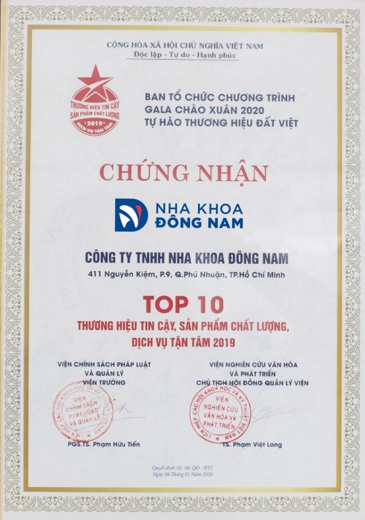 Chứng nhận top 10 thương hiệu tin cậy