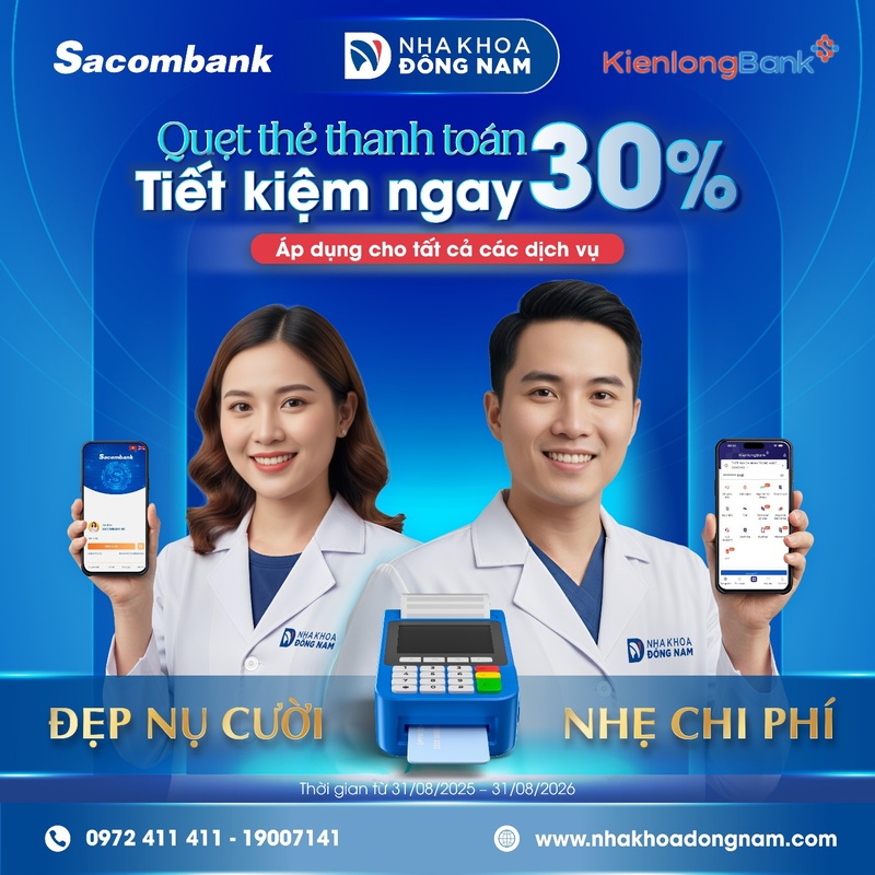 Quẹt thẻ tiết kiệm lớn khi làm tất cả dịch vụ tại Nha Khoa Đông Nam